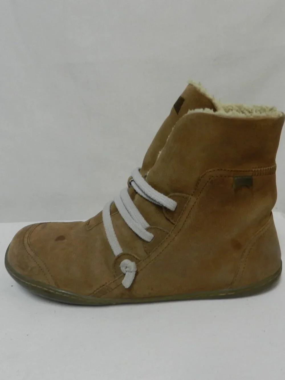Camper Peu Leather ankle shearling lined boots Flat Lace-Up brown Size 39 US 8.5